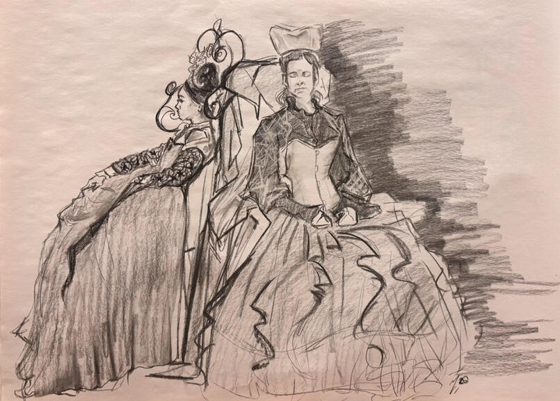 Costumed Figures [Charcoal on Newsprint] (March 2026)